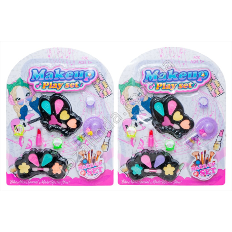 S0955 Косметика детская Makeup set, тени, помада, шляпа, 3 кольца, блистер, 22*28.5см, 61гр