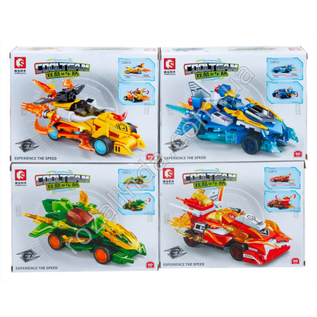 S0993 Конструктор лего 'Sembo' Coolteam Гоночная машина, 4/д, инерция, 92-103 дет, 2816-2819, 18*4.5*13.5см, 97гр