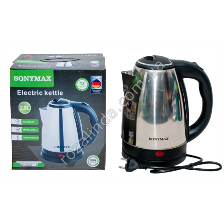 Е0075 Чайник электр. SQNYMAX SN-1100, 2.0L, нержавейка, 2000W, 20*16*23см,588гр