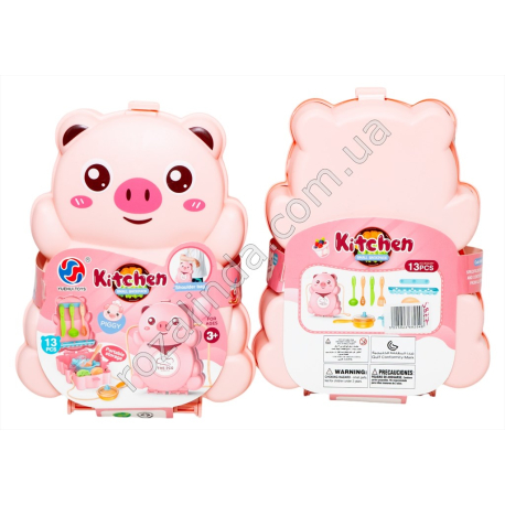 S0877 Игровой набор в сумочке 2в1 'Kitchen' Кухня Свинка, 13дет, 15.5*7*21см, 196гр