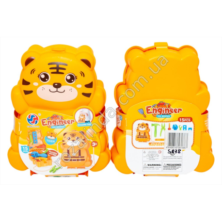 S0878 Игровой набор в сумочке 2в1 'Engineer' Инструменты Тигр, 15 дет, 15.5*7*21см, 206гр