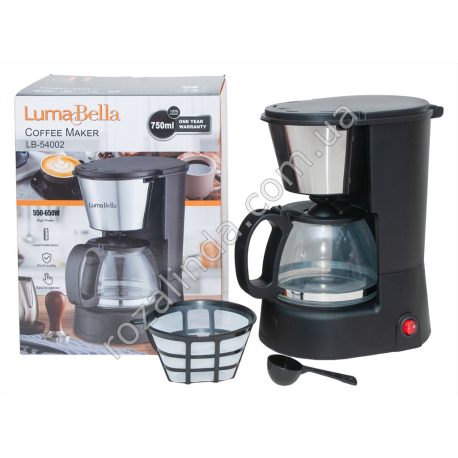 Е0118 Кофеварка капельная (фильтрационная) LumaBella + заварник 750мл, 550-650W, LB-54002, 21*17*27.5см, 946гр