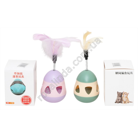 S0341 Игрушка интерактивная д/котиков Неваляшка с перьями, в короб., 18*7см, 100гр