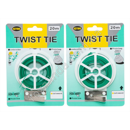 М0520 Шнур для повязки растений с резаком Twist tie 20м.(16,5*11,5/48гр.(50 шт/доза)