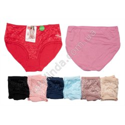 Т0452 Трусы жен. хлопок Брифы UOKIN баталы, 12/д, Size XL-3XL, Кружево перед, А8220, 37 гр