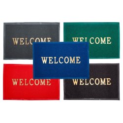 R0004 Коврик Welcom резиновый с золотистой надписью в асс. (57 * 37 см)