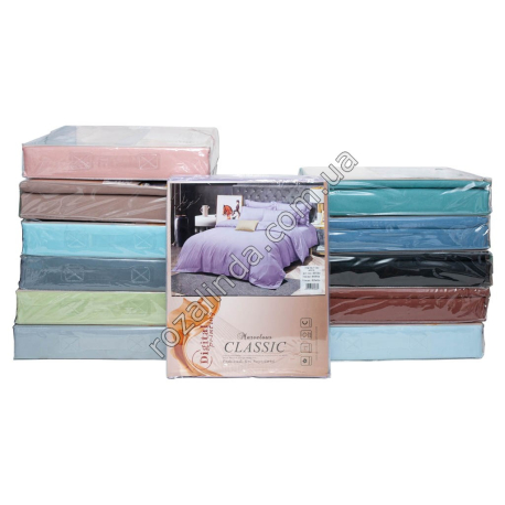 Т0464 Постельное белье сатин резинка евро однот. 'Marvelous Classic' 4pcs: 200*230см/180*200+25см/48*74см(2шт), 2100гр