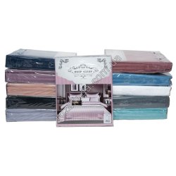 Т0465 Постельное белье сатин резинка двусп. ПОЛОСКА однот. 'Deep sleep' 4pcs: 180*220см/160*200+25см/48*74см(2шт), 1970гр