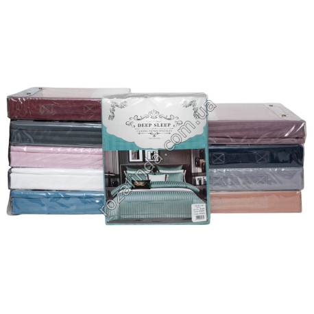Т0466 Постельное белье сатин резинка евро ПОЛОСКА однот. 'Deep sleep' 4pcs: 200*230см/180*200+25см/48*74см(2шт), 2150гр