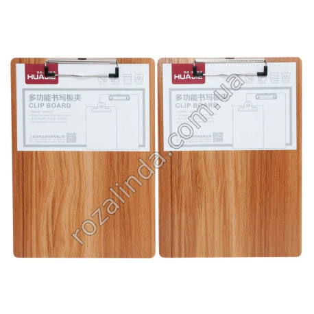 L0045 Планшет с зажимом (клип-борд) А4, под ДЕРЕВО, 25/д, HUAJIE, Н6107В, 22.5*31.5см, 3mm, 202гр