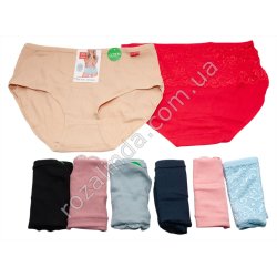 Т0537 Трусы женские хлопок Брифы 12/д, UOKIN БАТАЛЫ, Size XL-3XL, РУБЧИК кружево сзади, 37*30см, 36гр