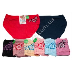 Т0539 Трусы женские хлопок Брифы, 12/д, UOKIN БАТАЛЫ, Size XL-3XL, Cotton Цветок+горошек, А9425, 35*27см, 38гр