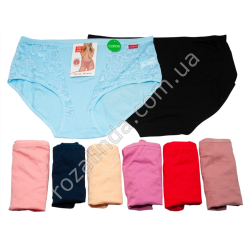 Т0541 Трусы ЖЕНСКИЕ хлопок Брифы, 12/д, UOKIN БАТАЛЫ, Size XL-3XL, Кружево на бедрах, А9129, 35*27см, 40гр