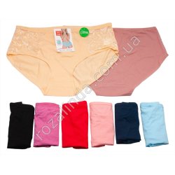 Т0544 Трусы жен. хлопок Брифы 12/д, UOKIN БАТАЛЫ, Size XL-3XL, Кружево на бедрах, А9182, 37*31см, 36гр