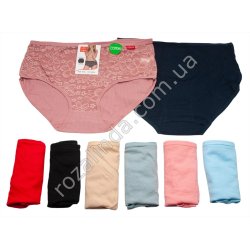 Т0547 Трусы женские хлопок Брифы 12/д UOKIN БАТАЛЫ, Size XL-3XL, РУБЧИК перед кружево полностью, А9039, 36*30см, 40гр