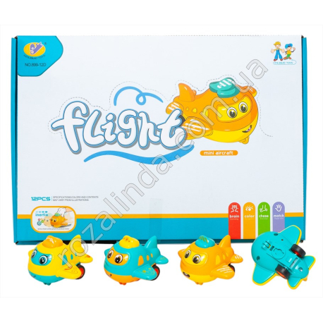 L0063 Игруш.дет.заводная Самолетик 8.5см, Flight, инерция, дисплей,8.5*7.5*6см, 37гр, 12/д
