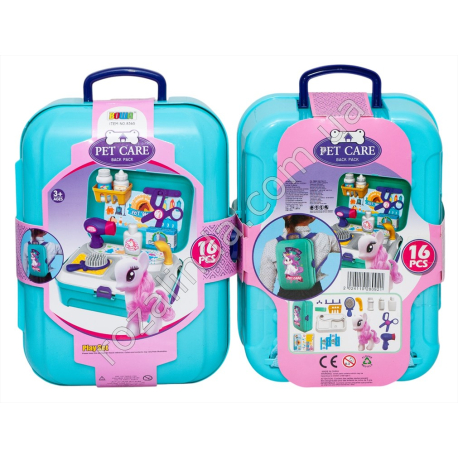 L0092 Игровой набор в рюкзаке Ветеринар, 16 деталей, 24*18*9см, 465гр