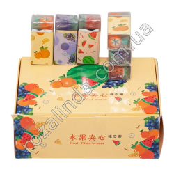 L0109 Резинка (ластик) канц. прозрачная с рисунком 'Fruit', 36/д, Фрукты, 8107, 2*1.5*4.5см, 17гр