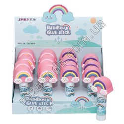 L0118 Клей карандаш 'Rainbow' 9g, 16/д, Радуга, силик.фигурка, JMBY, В2358, 8.7см, 33гр