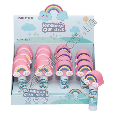 L0118 Клей карандаш 'Rainbow' 9g, 16/д, Радуга, силик.фигурка, JMBY, В2358, 8.7см, 33гр