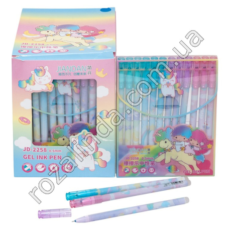 L0122 Ручка гелевая 'пиши-стирай' 0.5мм синяя, 15 см Unicorn Wipe Music, Jiandan JD-2258, 12/д 144/б.д.