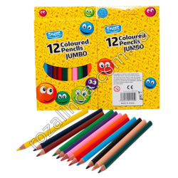 L0128 Карандаши цветные 12шт Jumbo 'Smiles' 17.5см, 12/д, трехгранные, 12*20см, 124гр