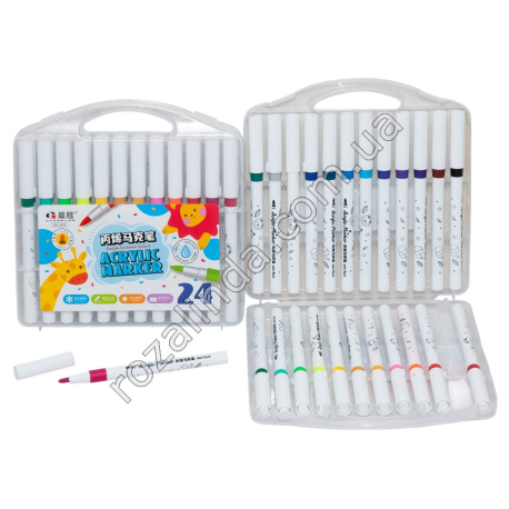 L0131 Скетч-маркеры Acrylic Marker 24 цвета 15см, 12/д, Chenguan, 3032, пласт.бокс, 18*18.3*2.8см, 262гр