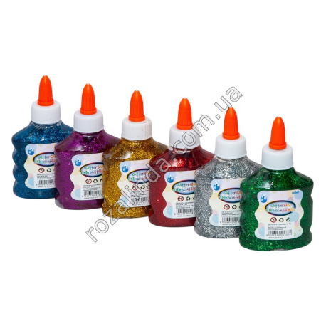 L0133 Клей канцелярский Блесточки 100ml, 12/д, Glitter Glue, 11*6*3.3см, 105гр