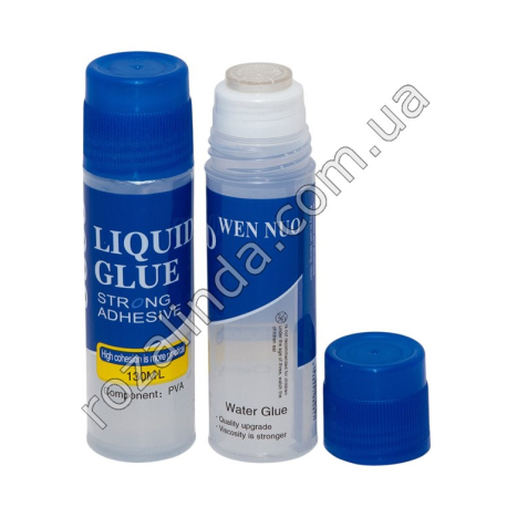 L0136 Клей канцелярский прозрачный Water Glue 130ml 14.5см, 6/д, компонент ПВА, губка, Liquid glue, Wennuo, 14.5см, 145гр