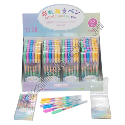 L0120 Ручка гелевая цветная 6ШТ 0.8mm 'Rainbow', 32/д, Радуга, Jiandan JD-2206