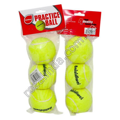 L0155 Мяч теннисный 6см 3ШТ/наб, Пушистый, Practice Ball, Baisidiwei, 190гр,