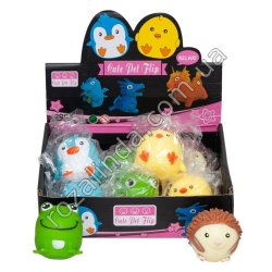L0179 Игрушка антистресс-жмякалка животные, 12/д, (пингвин, ципленок, жабка, ежик) резина с наполнит