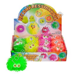 L0190 Игрушка антистресс йо-йо светящийся, Пушистый глазастик, 12/д, наполнитель жидкость, 8см, 55гр