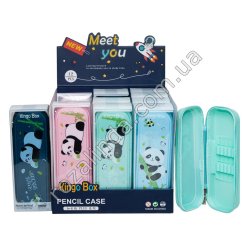 L0204 Пенал-футляр "Панда", 12/д, пластик soft touch, откр. 180°, PVC бокс, 21*7*4см, 68гр(94гр с упак)