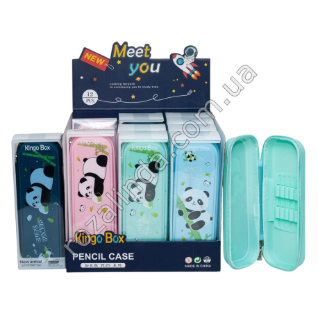 L0204 Пенал-футляр "Панда", 12/д, пластик soft touch, откр. 180°, PVC бокс, 21*7*4см, 68гр(94гр с упак)