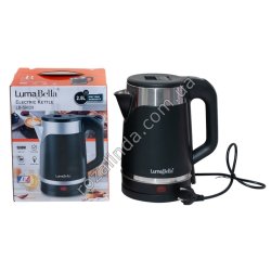 Е0142 Чайник электр. LumaBella LB-59028,1.7L(реально), корп.пласт.черн.+нерж,1500W, авт.выкл. 23*18.5*16см