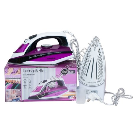Е0147 Утюг LumaBella В-6006, керам.подошва, 2600Вт, 360мл, антикапля,верт.сист.анти накипи,непрерыв.пар, шнур 360,1055гр