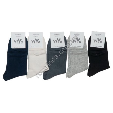 Т0576 Носки мужские хлопок высокие, YIYA, однотонные, 10/д, 25-28см, 19.5*8*12см, 36гр