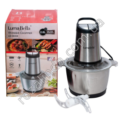 Е0163 Блендер-измельчитель (чопер) Luma Bella LB-56008, 800 Вт, чаша нерж. 2 л, 4 ножа, 18*18*27 см, 984 г