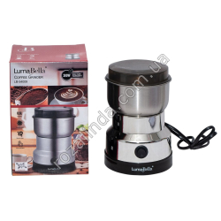 Е0165 Кофемолка электр. Luma Bella LB-54009, 300W, 0.6L, металл.корпус, 8ножей, 11.5*11.5*17.5см, 420гр