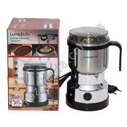 Е0166 Кофемолка электр. Luma Bella LB-54010, 350W, 0.8L 50g, металл.корпус, 8ножей, ручка, 11.5*11.5*20см, 517гр