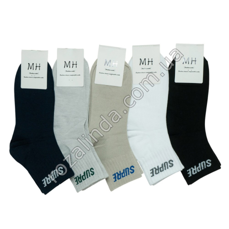 Т0575 Носки мужские хлопковые высокие „MH“, SUPRE однотон. 10/д, cotton combing 75%, 25-28см, 21*8*13см, 37гр.