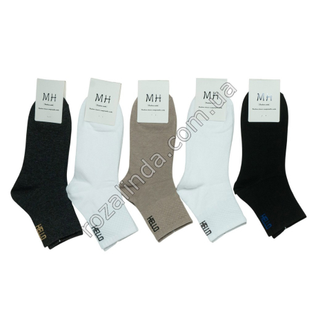 Т0578 Носки мужские хлопковые высокие „MH“, HELLO однотонные,10/д, cotton combing,75%, 25-28см, 21*8*12.5см, 36гр.