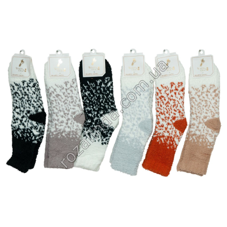 Т0584 Носки женск. трава термо высокие,12/д, Мрамор Warm socks, 37-41р, 53гр, 20*7.5*18см.