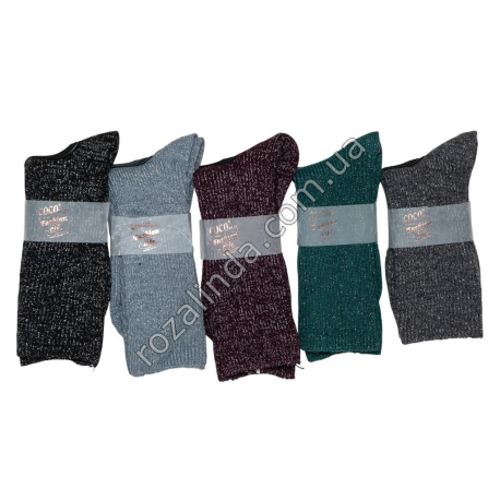 Т0640 Носки женские шерсть кашемир высокие,однотонные люрекс,10/д, wool-70%, 36-41р,С169, 58гр, 19.5*8*21.5см