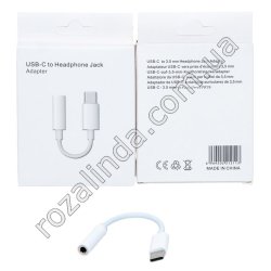 L0233 Переходник для наушников 11,5 см, Mini jack to type-C, коробка, 6,5*8*1,5 см, 3 г