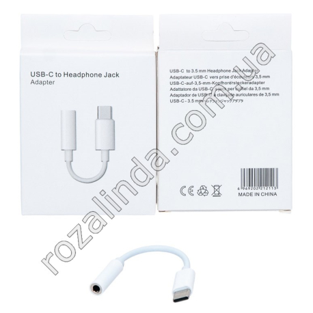 L0233 Переходник для наушников 11,5 см, Mini jack to tyhe-C, коробка, 6,5*8*1,5 см, 3 г
