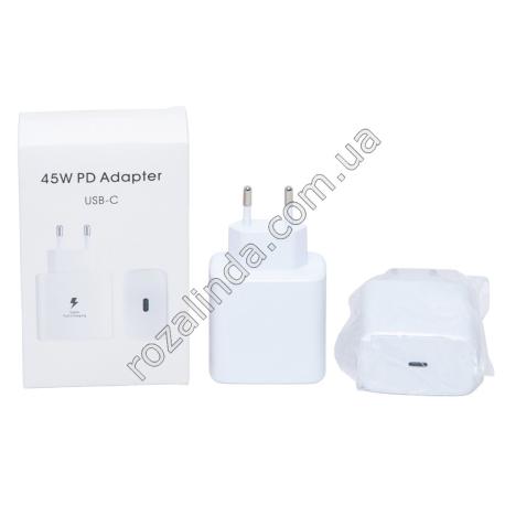 L0237 Зарядка TYPE-C, Fast Charger PD 45W, DC 100-240V 50/60Hz, 5.0V/9.0V/15.0V-3.0A, 20.0V-2.25A, 7.5*12*3.0см, 86гр