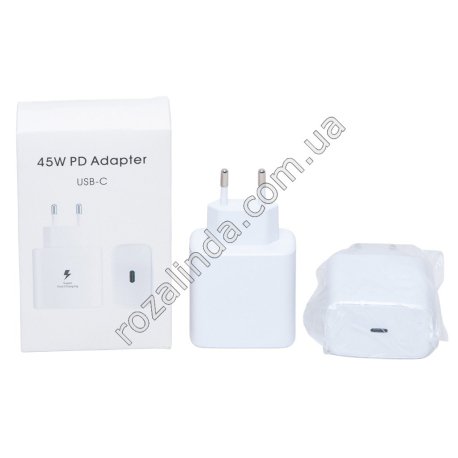 L0237 Зарядка TYPE-C, Fast Charger PD 45W, DC 100-240V 50/60Hz, 5.0V/9.0V/15.0V-3.0A, 20.0V-2.25A, 7.5*12*3.0см, 86гр