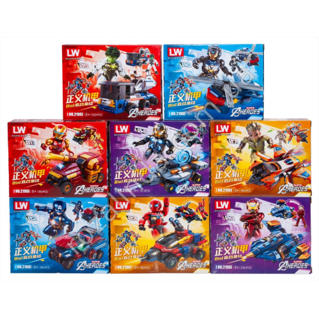 L0338 Конструктор лего LW Aheroes, 8в1, 88-102дет, 8/д, 19*14.5*4см, 93гр.